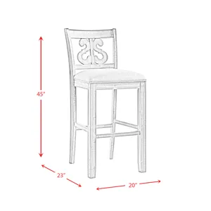 Stone 30\" Bar Scroll Back Stool w/Fabric Seat Grey (2 Per Carton)