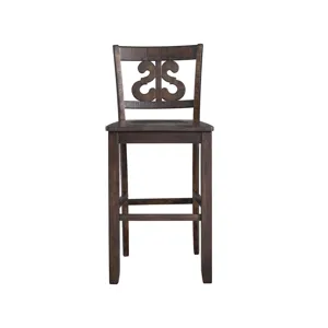 Stone 30\" Bar Scroll Back Stool w/ Wood Seat Charcoal (2 Per Carton)