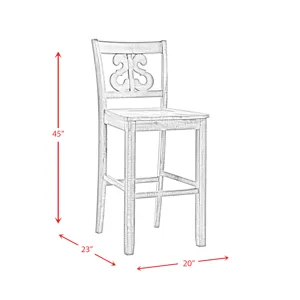 Stone 30\" Bar Scroll Back Stool w/ Wood Seat Charcoal (2 Per Carton)