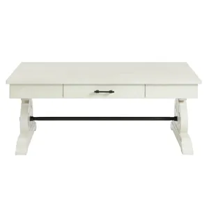 Stone Occasional Coffee Table With Pu Base in White