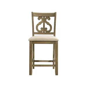 Stone Counter Wooden Swirl Back Side Chair Grey (2 Per Pack)