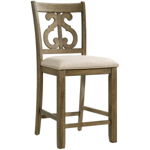 Stone Counter Wooden Swirl Back Side Chair Grey (2 Per Pack)