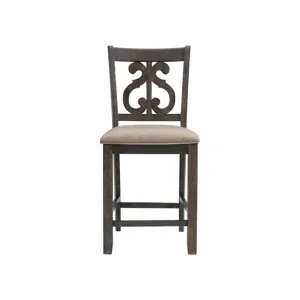 Stone Counter Wooden Swirl Back Side Chair Charcoal (2 Per Pack)