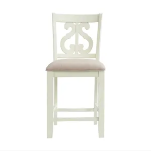 Stone Counter Wooden Swirl Back Side Chair in White (2 Per Pack)