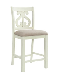Stone Counter Wooden Swirl Back Side Chair in White (2 Per Pack)