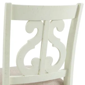 Stone Counter Wooden Swirl Back Side Chair in White (2 Per Pack)