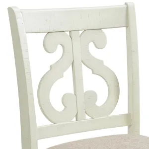 Stone Counter Wooden Swirl Back Side Chair in White (2 Per Pack)