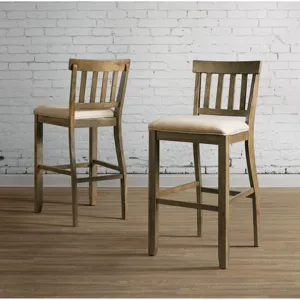 Stone 30\" Bar Slat Back Stool w/Fabric Seat Grey (2 Per Carton)