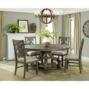 Stone Round Dining Table W/PU Base Gray Finish
