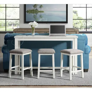 Stone Occasional Bar Table Single Pack in White (Table + Three Stools)