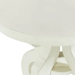 Stone Occasional Round Side Table With Pu Base in White