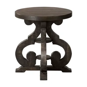 Stone Occasional Round Side Table With Pu Base