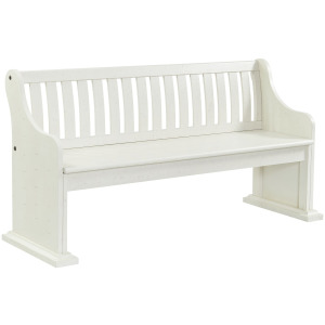 Stone Pew Bench With Storage in White