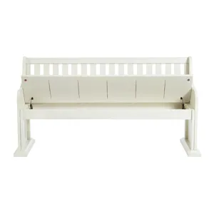 Stone Pew Bench With Storage in White