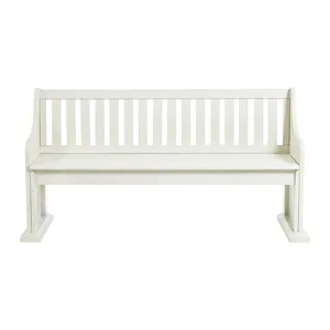 Stone Pew Bench With Storage in White