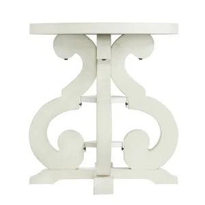 Stone Occasional Round Side Table With Pu Base in White
