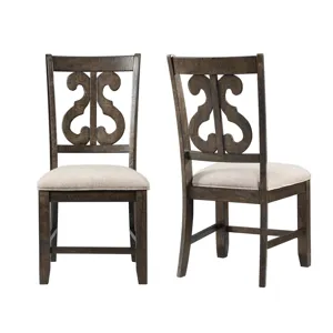 Stone Wooden Swirl Back Side Chair (2 Per Pack)