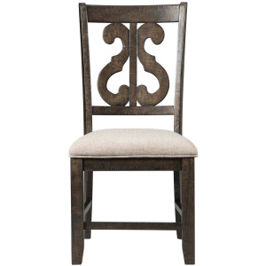 Stone Wooden Swirl Back Side Chair