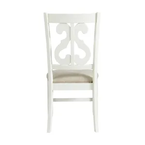 Stone Wooden Swirl Back Side Chair in White (2 Per Pack)