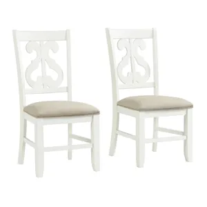 Stone Wooden Swirl Back Side Chair in White (2 Per Pack)
