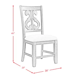 Stone Wooden Swirl Back Side Chair in White (2 Per Pack)