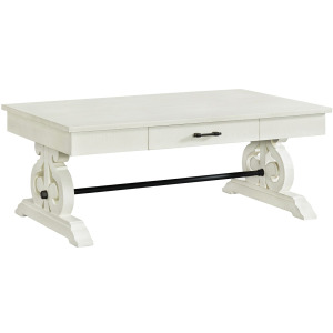 Stone Occasional Coffee Table With Pu Base in White