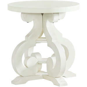 Stone Occasional Round Side Table With Pu Base in White