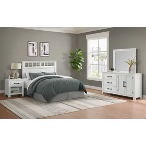 St. Regis Bedroom Set with Queen/Full Headboard, Dresser, Mirror and Nightstand in White