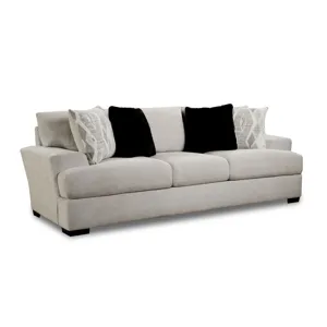 9010 Sofa in Fentasy Silver W/2 Pillows Naples Black, 2 Pillows Exotica Birch