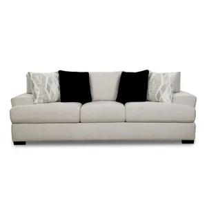 9010 Sofa in Fentasy Silver W/2 Pillows Naples Black, 2 Pillows Exotica Birch