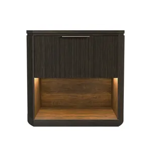 Sylvie 1-Drawer Nightstand with Touch Light in Dark Brown LED