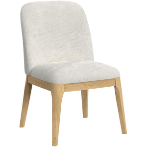 Sylvie Dining Side Chair with White Fabric in Natural