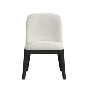 Sylvie Dining Side Chair with White Fabric in Black with Grain