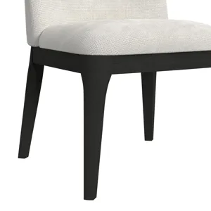 Sylvie Dining Side Chair with White Fabric in Black with Grain