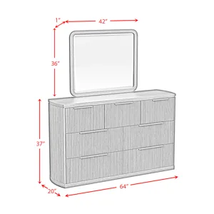 Sylvie Dresser and Mirror Set in Dark Brown