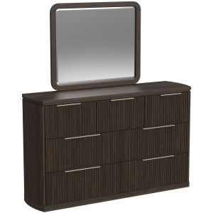 Sylvie Dresser and Mirror Set in Dark Brown