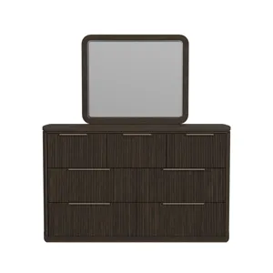 Sylvie Dresser and Mirror Set in Dark Brown