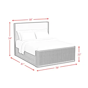 Sylvie Full UPH Bed with White Fabric in Dark Brown