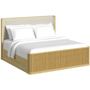 Sylvie King UPH Bed with White Fabric in Natural