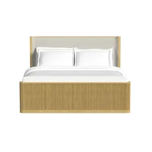 Sylvie King UPH Bed with White Fabric in Natural