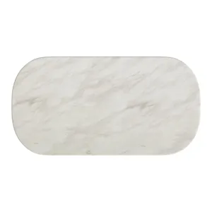 Sylvie Oval Dining Table with White Faux Marble Top in Natural