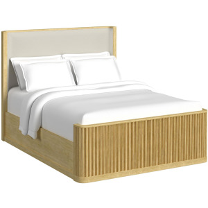 Sylvie Queen UPH Bed with White Fabric in Natural