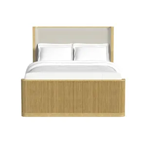 Sylvie Queen UPH Bed with White Fabric in Natural