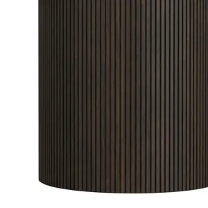 Sylvie Round Dining Table with White Faux Marble Top in Dark Brown