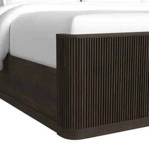 Sylvie King UPH Bed with White Fabric in Dark Brown