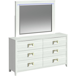 Tobias Dresser and Mirror Set with LED in White