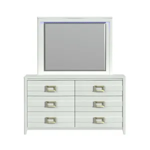 Tobias Dresser and Mirror Set with LED in White