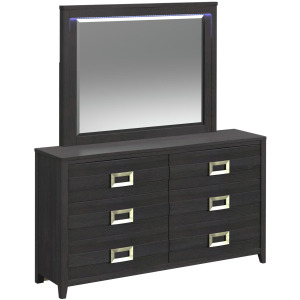 Tobias Dresser and Mirror Set with LED in Black
