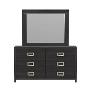 Tobias Dresser and Mirror Set with LED in Black