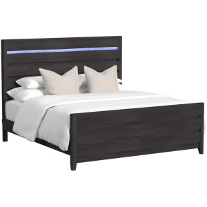 Tobias King Bed with LED in Black